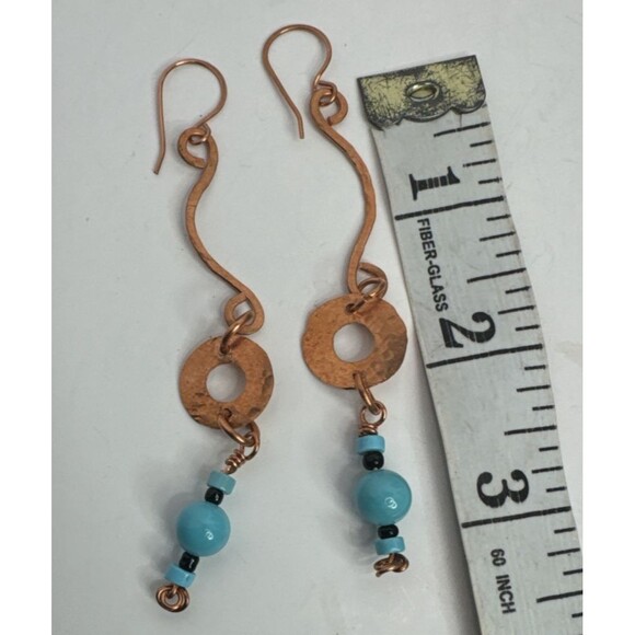 Copper Wire Necklace Earrings Set With Turquoise Gemstones Hand Crafted Boho - Picture 14 of 15